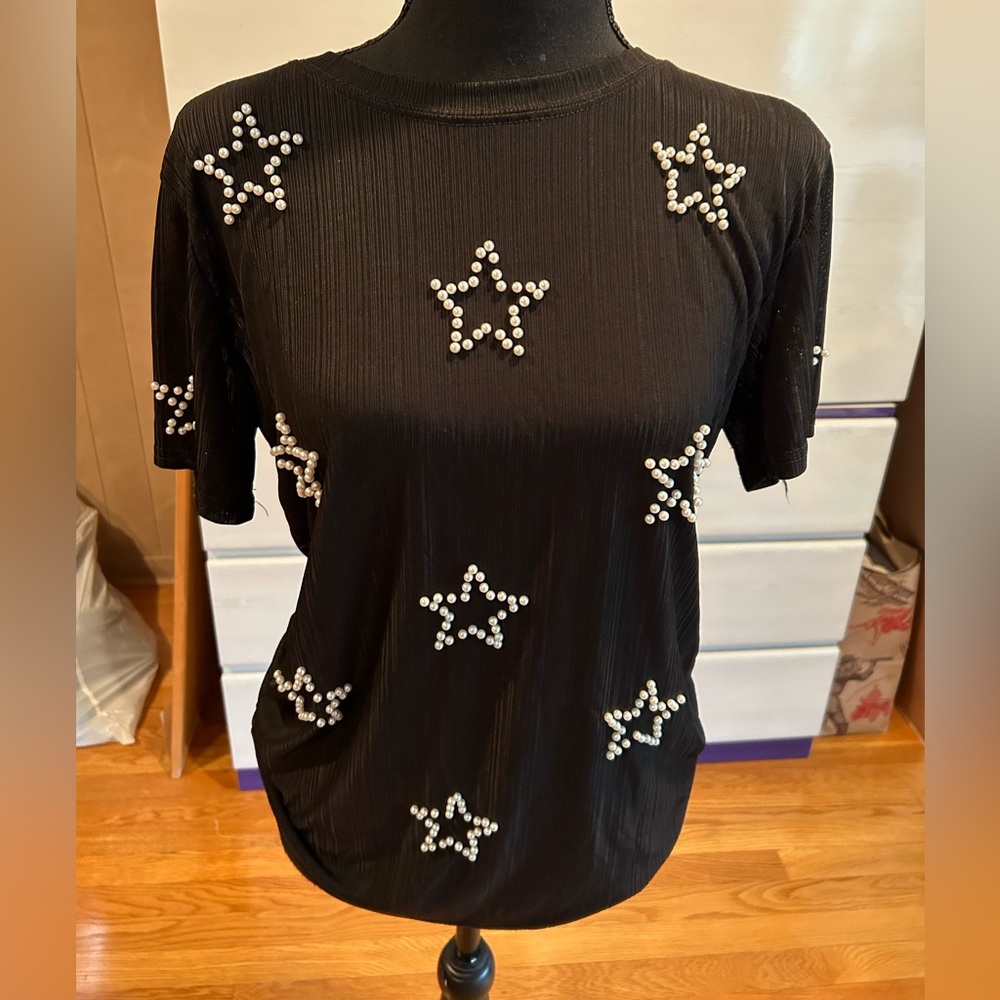 Day G beaded black shirt size M